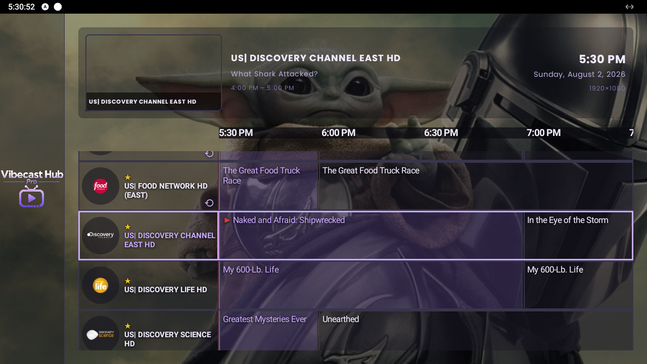 EPG guide with mini player