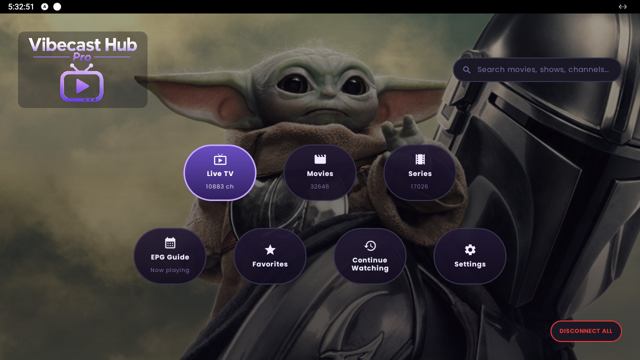 Vibecast Hub Pro main screen